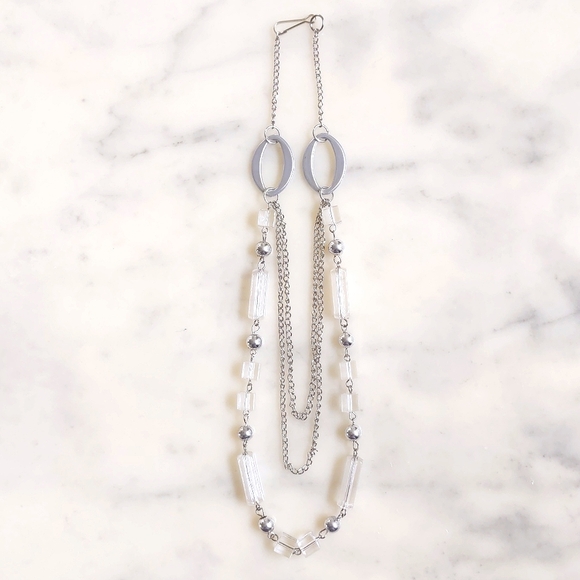 NWOT. Multiple Shapes/Materials Chained Necklace. - Picture 2 of 3